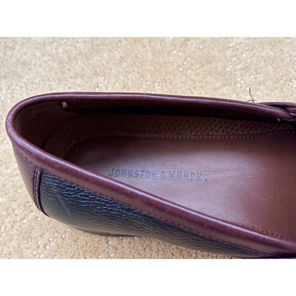 Johnston Murphy Mens Brown Black Leather Tassel Loafer Staple Shoes Size 10‎